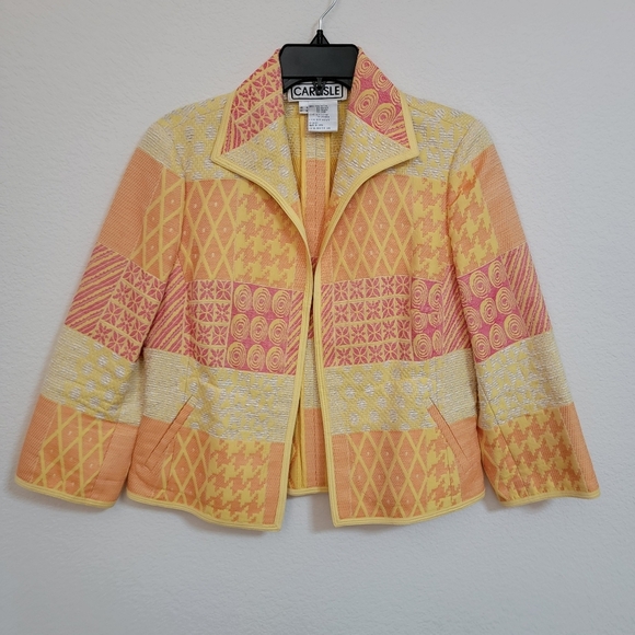 Carlisle Vibrant Yellow/Orange Silk Jacket - Picture 1 of 4